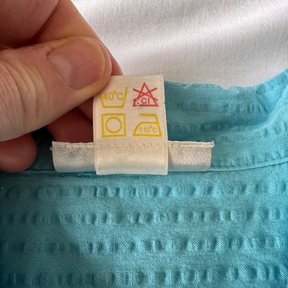 Carroll Reed Women's Vintage Seersucker Short Sleeve Button Up Shirt Blue 2X - Picture 6 of 11